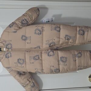 Carter's Snow Suit Beige Lion Print Footie